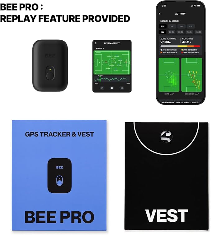 SOCCERBEE-BEE PRO 2 - Sports GPS Tracker & Vest for Outdoor Sports (Small) | 30days Trial Included & Subscription Requierd | Soccer Training Equipment | Fitness Tracker (Extra Extra Small)