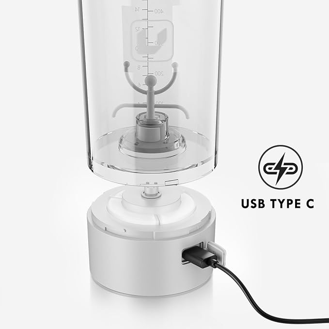 Electric Shaker Bottle USB C Rechargeable Protein Shaker Bottle Shaker cups for Protein Shakes Mixer with 24oz BPA Free Tritan Meal Replacement Shakes Made with Tritan Portable Blender Cup (White)