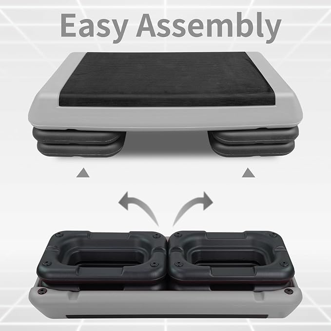 4''-6''-8''Adjustable Aerobic Stepper w/4 Risers Health Workout Step Platform for Sports & Fitness