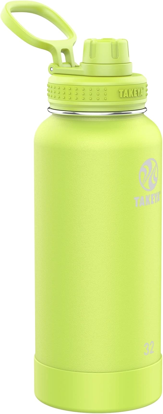 Takeya Actives Water Bottle with Spout Lid - Bottle with Double Stainless Steel Insulation - Dishwasher Safe & BPA-Free - Bottle with Spout Lid & Removable Bumper - 32 oz, Citron Green