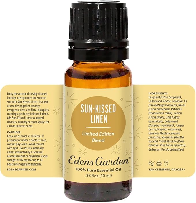 Edens Garden Sun-Kissed Linen Essential Oil Blend- 100% Pure Premium Grade, Undiluted, Natural, Therapeutic, Aromatherapy, The Best for Diffusing, Candle, Laundry, Humidifiers 10 ml (.33 fl oz)