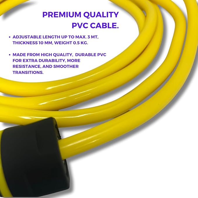 Elevate Gravity Heavy Rope - 3m, 10mm PVC - Boost Muscle, Cardio & Strength - Smooth Bearings - Ideal Indoor/Outdoor & Weight Loss.