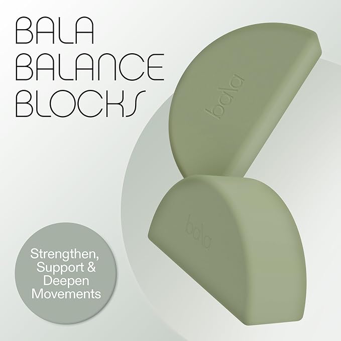 Bala Balance Blocks 2 Pack, Yoga Blocks for Working Out, (Sage) - Semi-Circular Yoga Accessories for Stretching & Exercise - Yoga Equipment for Home Workout - Yoga Block Essentials for Women & Men
