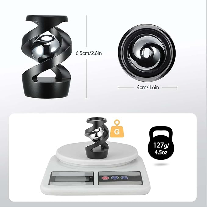Kinetic Optical Illusion Toys, Kinetic Desktop Fidget Spinner Toys, Cool Gadget Desk Toy Fidget Toys Gift for Various Holidays, Kinetic Spinner Ball Relieve Stress Anxiety for Kids and Adults (Black)