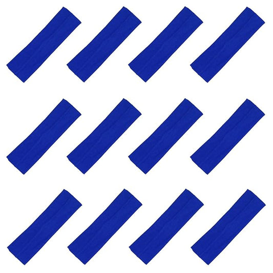 Kenz Laurenz Soft and Stretchy Elastic Cotton Headbands, Pack of 12, Blue