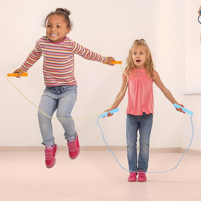 40 Pack Jump Rope for Kids Stripe Ropes with Plastic Handles 7.6 Feet Nylon Jumping Rope Adjustable Weighted Braided Fitness Skipping Rope for Outdoor Exercise Sport Party Equipment, Assorted Colors