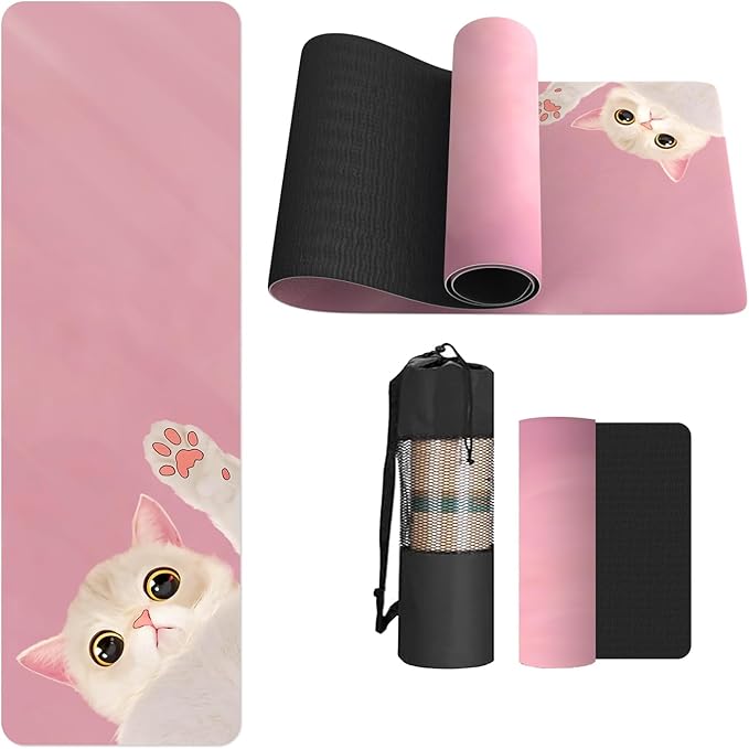 FOLAI Extra Thick Yoga Mat 6mm - Non-Slip Exercise Mat for HIIT, Pilates & Home Workouts & Workout with Free Carry Strap