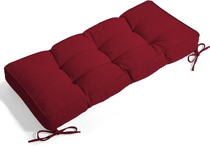 Detiblue Bench Cushion for Indoor Furniture，36x14x4Inch Tufted Bench Seat Cushion with Non-Slip, Comfortable and Durable for Shoe/Entryway/Storage with Cushion（CrossLinen Deep Red）