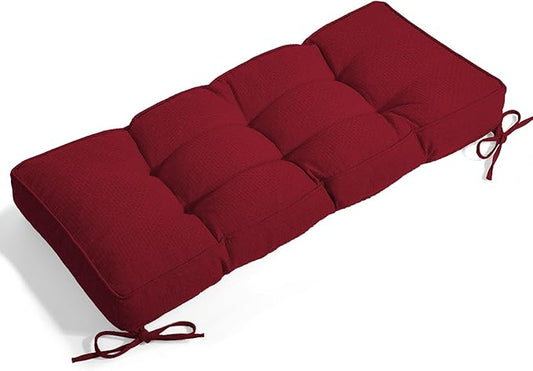 Detiblue Bench Cushion for Indoor Furniture，48x16x4Inch Tufted Bench Seat Cushion with Non-Slip, Comfortable and Durable for Shoe/Entryway/Storage with Cushion（CrossLinen Deep Red）