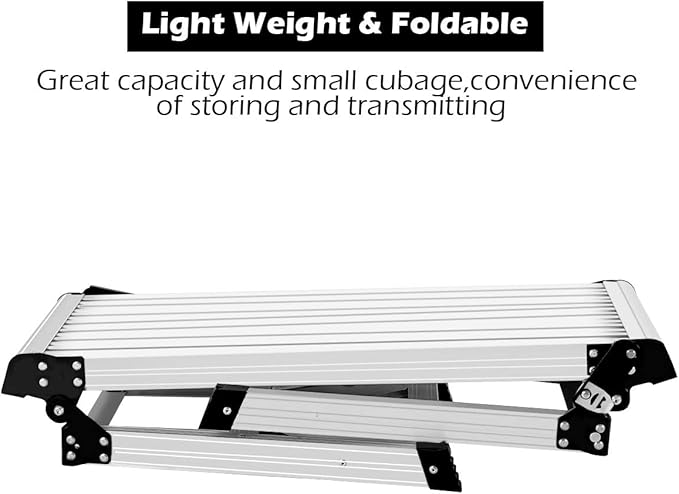 Giantex Work Platform Aluminum Step Ladder Drywall Safe CE Approved of Capacity 330 LBS Heavy Duty Portable Bench Folding Ladders Stool w/Non-Slip Mat (Silver)