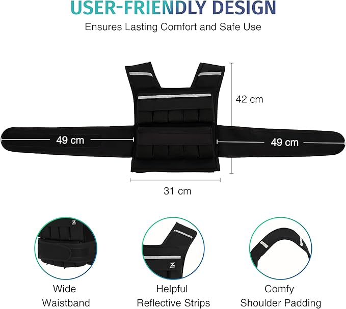 ZELUS 20lb Weighted Vest with Adjustable Weights for Exercise, Weight Vest for Men, Workout Vest for Home Workouts Cardio Strength Training Weight Loss (20lb-Sandbags)