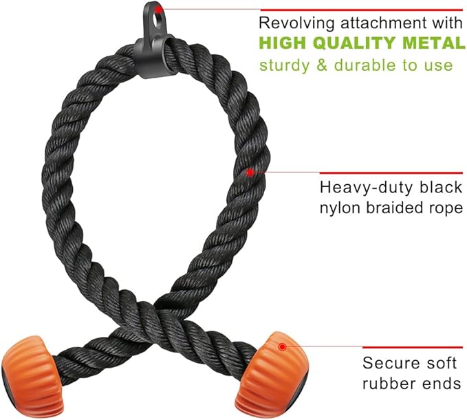 SELEWARE Triceps LAT Pulldown Attachments Home Gym Workout Accessories with Non-Slip Soft Rubber Grip Cable Machine Attachments Triceps Rope Double D Row Handle Pull Down Bar Straight Bar Exercise