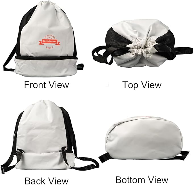D&C Drawstring Backpack with Shoe Compartment - Water-Resistant Sports Bag & Gym Bag, basketball backpack