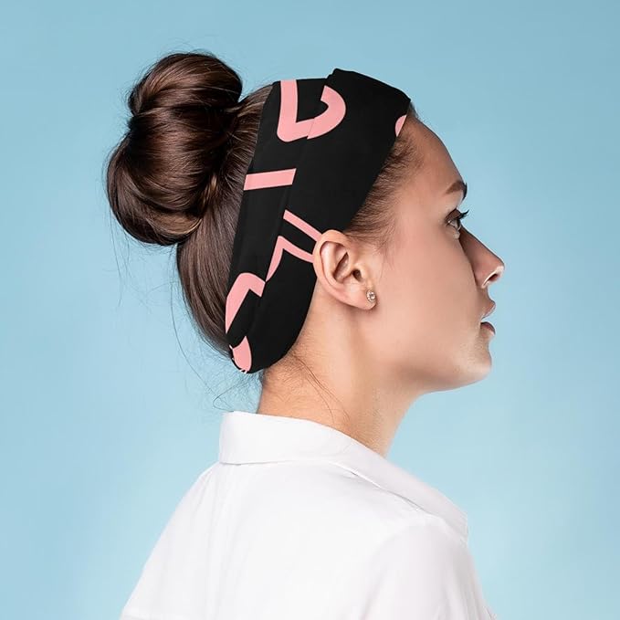 Workout Headband for Women, pink hearts Hairband Non Slip, Sports Headband for Yoga, Running, Gym Fitness