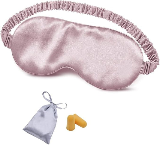 Silk Sleep Mask Eye Mask Blindfold with Double Layer Silk Filling and Elastic Strap for Full Night's Sleep, Travel and Nap, Eye Cover Eyeshade with Luxury Bag and Ear Plugs by OLESILK (Light Plum)
