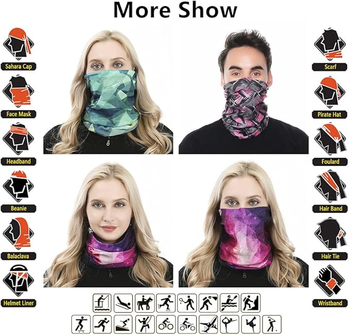 Headband Neck Gaiter Head Wrap Headwear Face Mask Magic Scarf Bandana for Men and Women