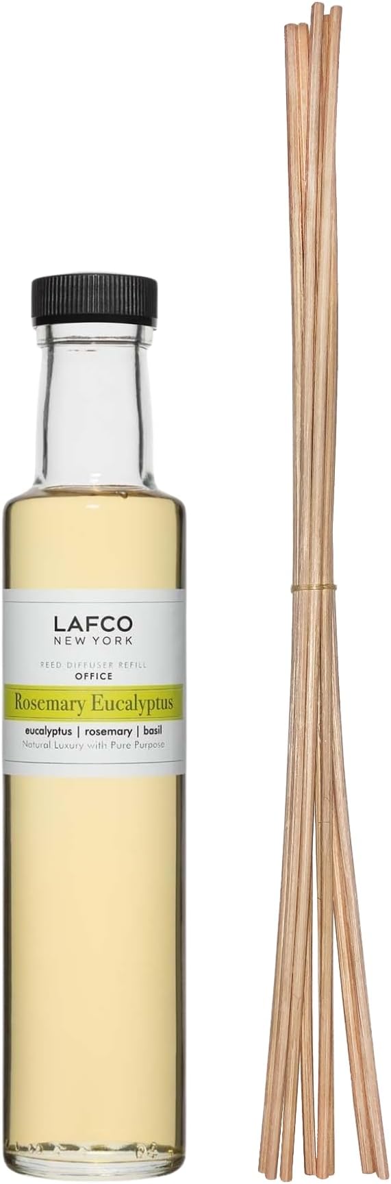 LAFCO New York Reed Diffuser Refill, Rosemary Eucalyptus - 8.4 oz - Up to 4-Month Fragrance Life - Includes Natural Wood Reeds - Free of Dyes & Propellants - Made in the USA