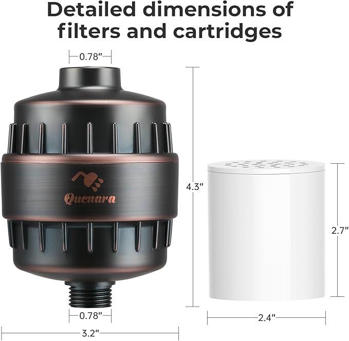 Shower Filter, 20-Stage Showerhead Filters, High Output Shower Head Filter for Hard Water, Water Softener Reduces Dry Skin, Dandruff, Eczema and Improves Skin, Hair and Nails, Bronze