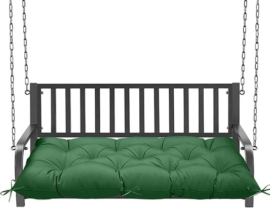 Outdoor Bench Cushion 60inches Waterproof & Fade Resistant Patio Furniture Cushions Tufted Fresh Porch Swing Lounger Loveseat Pads with Straps(Dark green-60x20in)