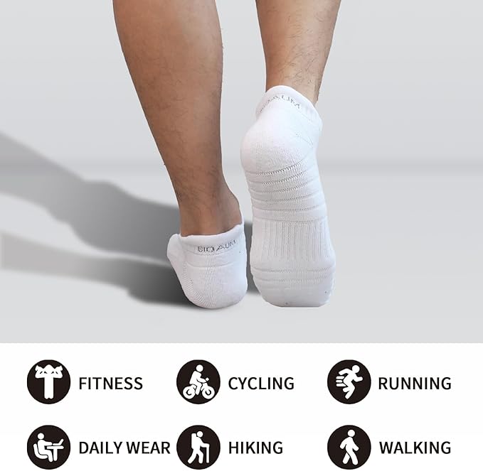BIOAUM Cushioned Men's Ankle Socks, 6 Pairs Cotton Athletic Sport Breathable Low Cut Socks for Running Size 8-9.5/10-13/12-14