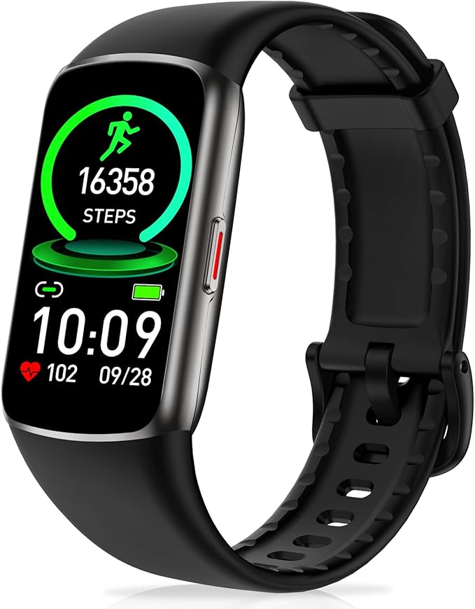 Fitness Tracker with 24/7 Heart Rate, Blood Pressure Blood Oxygen Sleep Monitor, 123 Sports Modes Calories Smart Watch,IP68 Waterproof Step Counter Activity Trackers Pedometer for Women Men (Black)