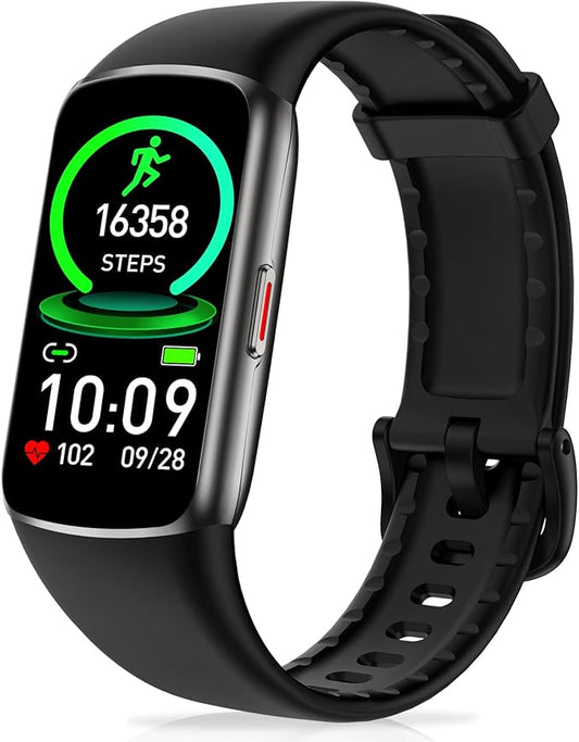 Fitness Tracker with 24/7 Heart Rate, Blood Pressure Blood Oxygen Sleep Monitor, 123 Sports Modes Calories Smart Watch,IP68 Waterproof Step Counter Activity Trackers Pedometer for Women Men (Black)