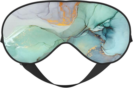 Sleep Eye Mask Marble Turquoise Gold Ink Sleep Mask for Women Men Comfortable Eye Mask with Adjustable Strap Soft Eye Cover Blindfold for Travel Yoga Nap Shift Work