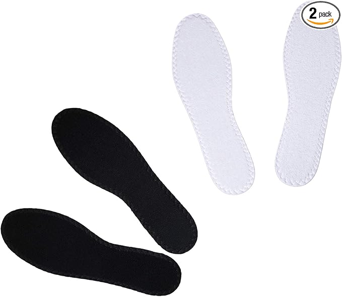Happystep Cotton Terry Cloth Insoles, Barefoot Shoe Inserts, Sweat Absorption, Odor Control, Moisture-Wicking, Washable and Reusable, Zero Drop Shoe Insoles, 1 Pair Black and 1 Pair White (Women 6)
