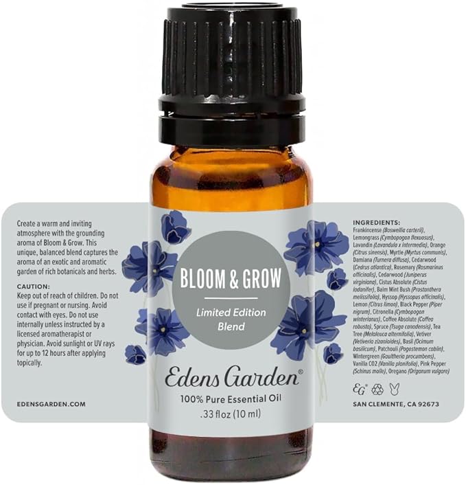 Edens Garden Bloom & Grow Essential Oil Blend- 100% Pure Premium Grade, Undiluted, Natural, Therapeutic, Aromatherapy, The Best for Diffusing, Skin, Candle, Laundry 10 ml (.33 fl oz)