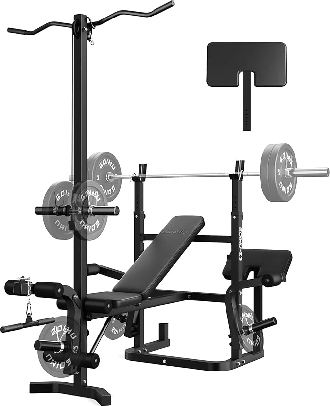 Z3 900LBS Olympic Weight Bench Set with Leg Extension, 9 in 1 Workout Press with Preacher Curl Pad and LAT Pulldown, Multi-Function Strength Training Bench for Home Gym