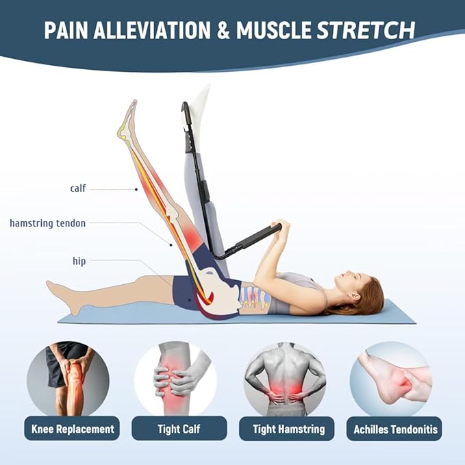 Hamstring Stretcher for Knee Extension & Pain Relief, Adjustable Low Back, Calf, Leg & Hip Stretching Device for Flexibility, ACL Surgery Recovery Physical Therapy Equipment - Upgraded 2025