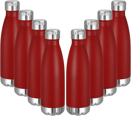 VEGOND 17oz Stainless Steel Water Bottles Bulk, Reusable Metal Sports Water Bottle Keeps Drink Hot and Cold, BPA Free Double Wall Vacuum Cola Shape Insulated Water Bottles for Camping Gym, 8 Pack