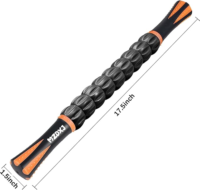 Muscle Roller Stick for Athletes -Roller Massager for Myofascial Pain Relief - Handheld Physical Therapy & Recovery Tool(Orange black-18 inch)