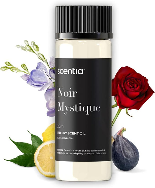 Scentia Noir Mystique – Hotel-Inspired Diffuser Oil, 20ml (0.67 fl oz) | Essential Oil Blend of Rose, Bergamot, Lemon & Musk | Luxury Aroma for Aromatherapy Diffusers & Humidifiers