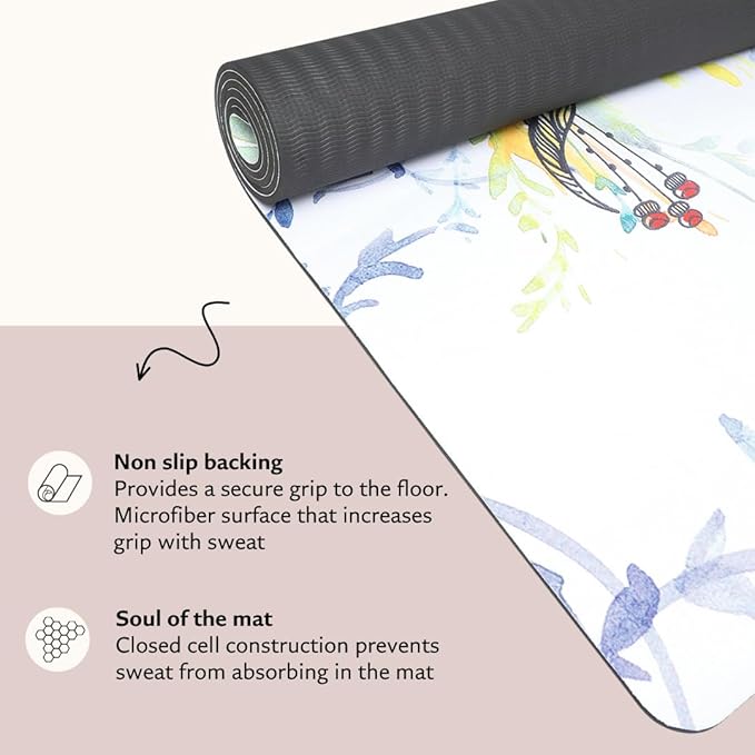 TPE Yoga Mat - Artist Designed, Premium eco friendly mats, Non Slip, Non toxic, Great For Regular & Hot Yoga, Pilates and Workouts (72 inch x 24 inch x 6mm thick)