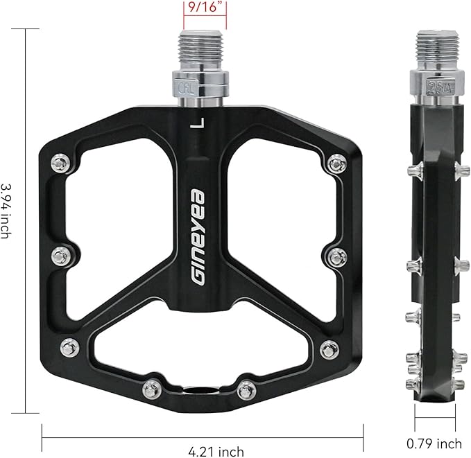 Bike Pedals, Universal Fit Bicycle Pedals Aluminum 9/16" Sealed Bearing Lightweight Wide Flat Platform for Road Mountain BMX MTB Bike