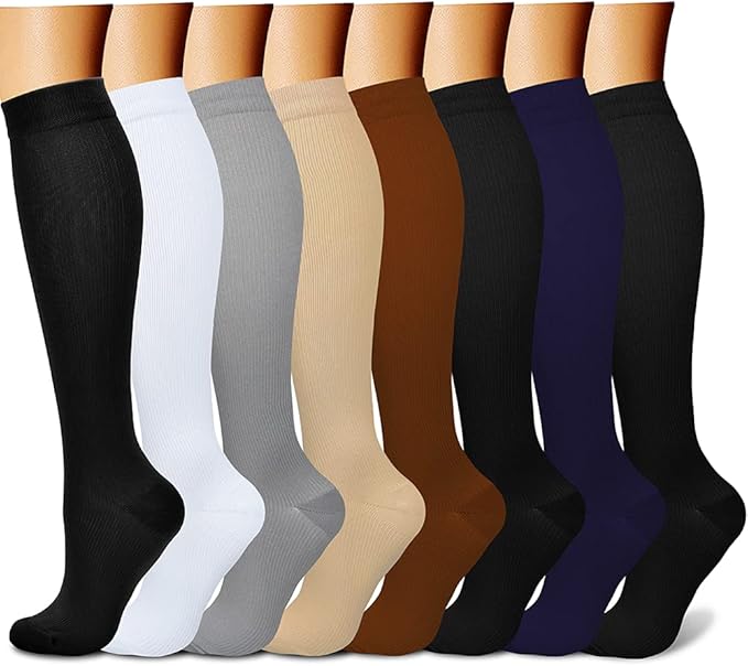 CHARMKING Compression Socks for Women & Men Circulation (8 Pairs) 15-20 mmHg is Best Support for Athletic Running,Hiking