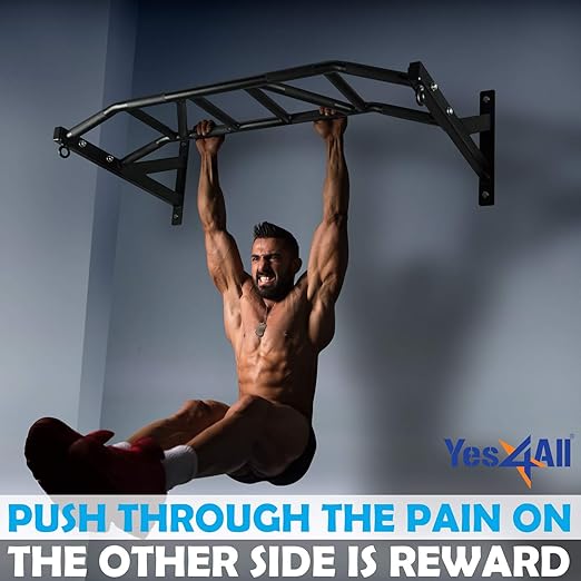 Yes4All Heavy Duty Wall Mounted Pull Up Bar – Multi-Grip Pull Up Bar Ceiling Mount / Ceiling Mount Pullup bar / Chin Up Bar for Home Gym Workout
