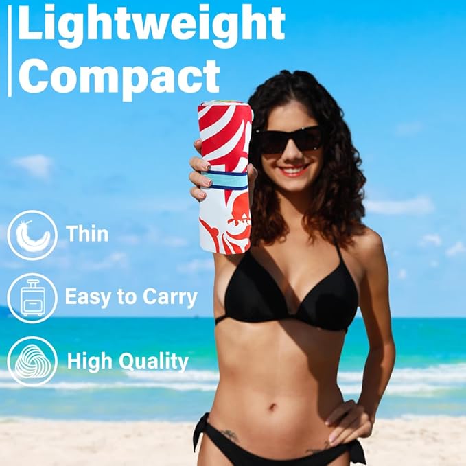 2 Pack Microfiber Lightweight Beach Towel Sand Free Quick Dry Absorbent Thin Compact Towels for Swimming Pool Camping Beach Accessories Large Easy Pack Travel Things for Vacation Essentials Gift