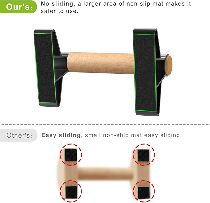 SELEWARE Wood push up bars Parallettes bars Anti-slip Handstand Bars for Calisthenics, Fitness, Floor workouts Solid Wood with Sturdy Metal Bracket, Support 600 lbs