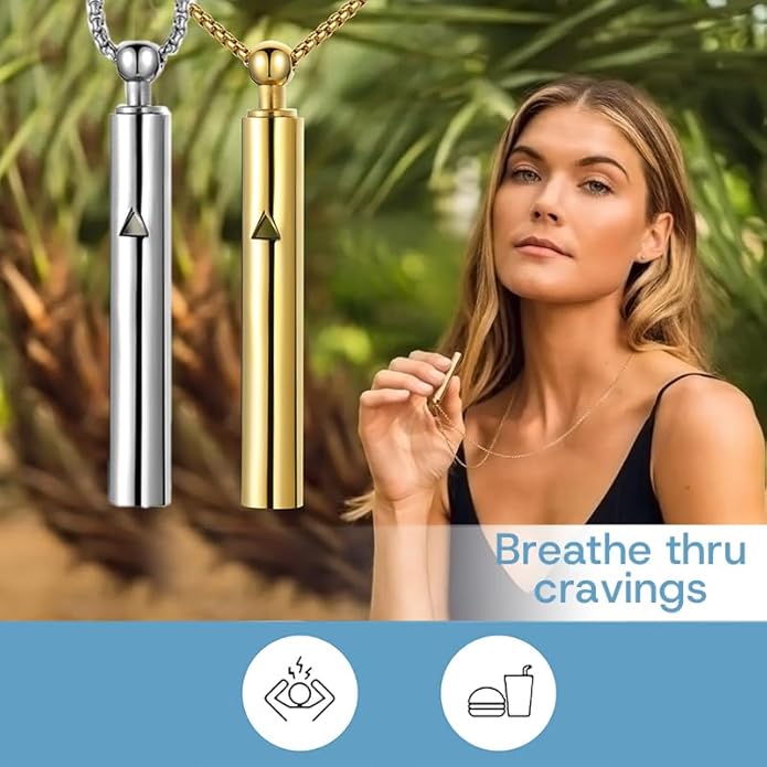 Anxiety Breathe Easy Necklace Mindfulness Breathing Necklace Breathlace Stainless Steel Pendant for Natural Calm & Stress Relief