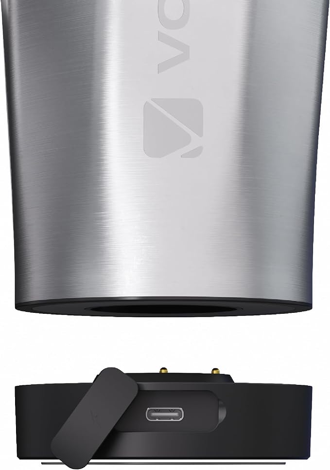 VOLTRX ChillMix Shaker Bottle Insulated Stainless Steel - USB C Rechargeable Electric Protein Shake Mixer, Shaker Cups for Protein Shakes and MealReplacement, Chrome Steel (Obsidian Black)