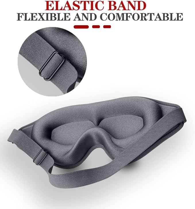 Sleep Mask, 3D Deep Contoured Eye Covers for Sleeping, 99% Block Out Light Eye Mask, Zero Pressure Cup Blindfold for Men Women, with Adjustable Strap for Sleeping, Yoga, Traveling (Grey)