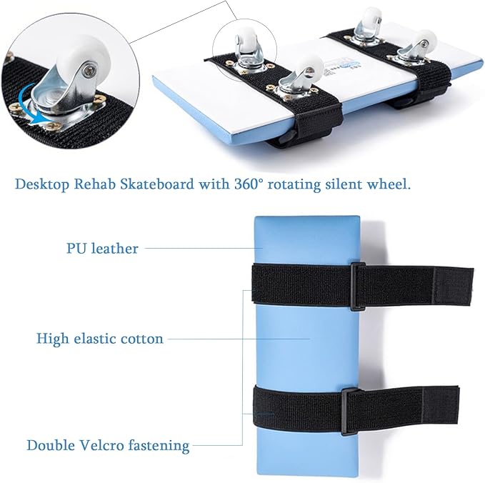 Desktop Rehab Skateboard 360° Roating Wheels Rehabilitation Trainer Shoulder and Arm Exercise for Stroke Hemiplegia Patients Improve Flexibility Stretching