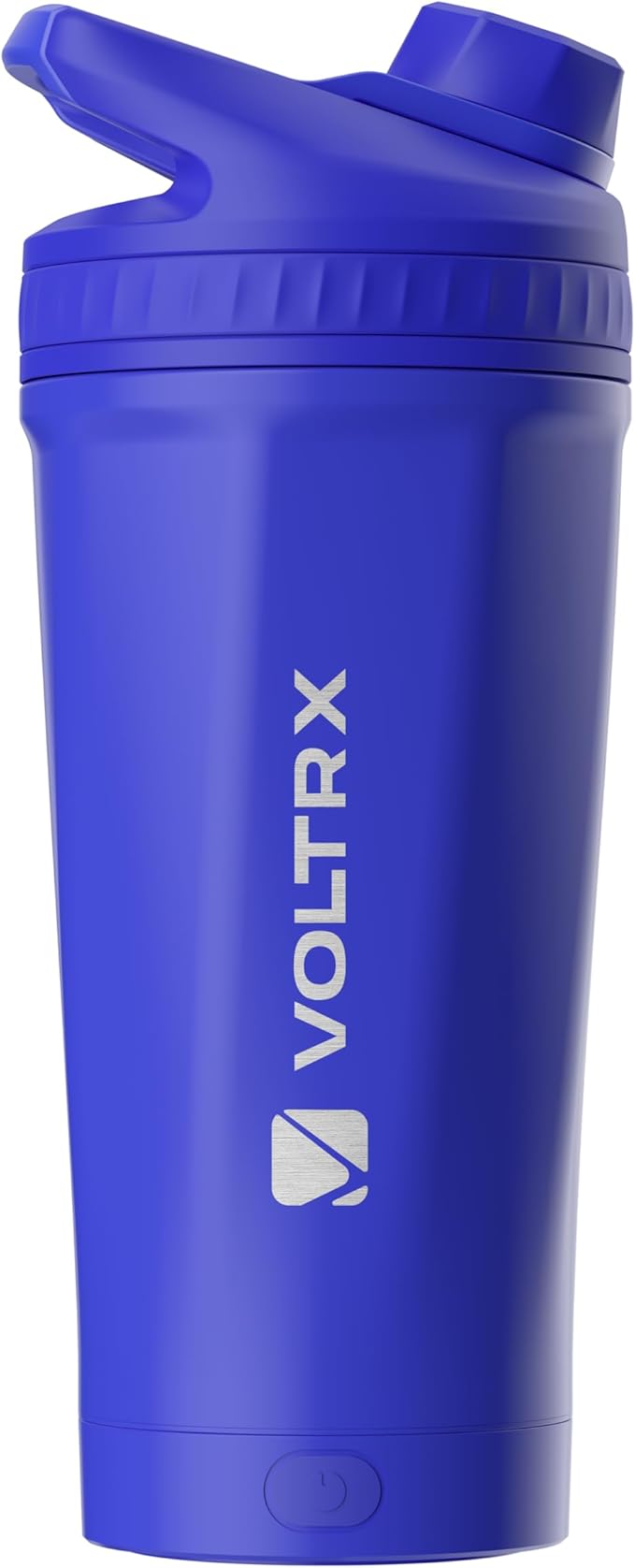 VOLTRX ChillMix Shaker Bottle Insulated Stainless Steel - USB C Rechargeable Electric Protein Shake Mixer, Shaker Cups for Protein Shakes and MealReplacement, Chrome Steel (Electric Blue)