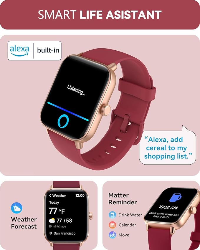 aeac Smart Watch, Alexa Built-in, Stable Bluetooth Call, Fitness Tracker with Heart Rate/SpO2/Stress/Sleep Monitor, Smartwatches for Women 110+ Sports, IP68 Waterproof Smartwatches for iOS Android
