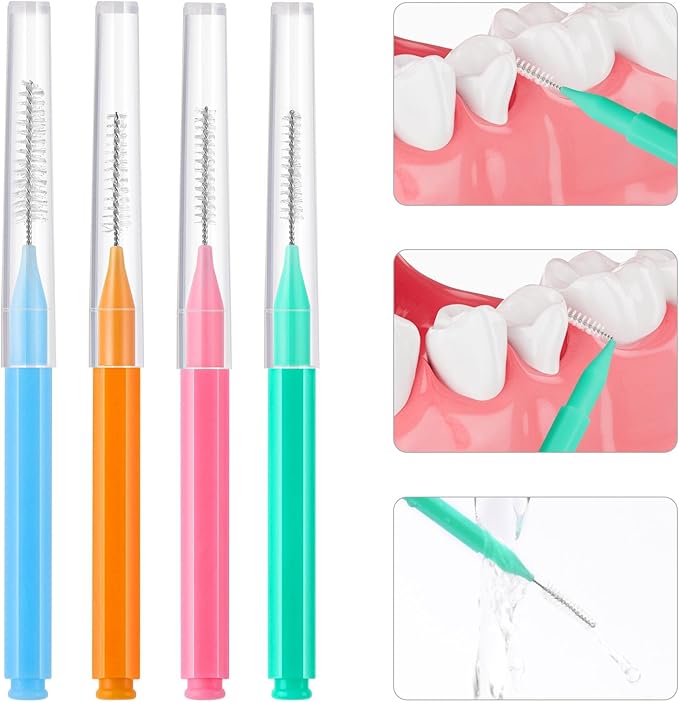 200Pcs Interdental Brushes Braces Toothbrush Teeth Gaps Cleaner Tools, 4 Color