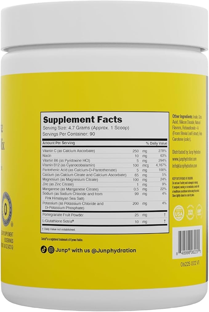 JUNP Electrolytes Powder No Sugar No Carbs – Fresh Squeezed Lemonade Drink Mix - Potassium & Salt Electrolyte Hydration Powder Zero Calorie Sugar Free Electrolyte Powder, Keto Friendly, 180 Servings