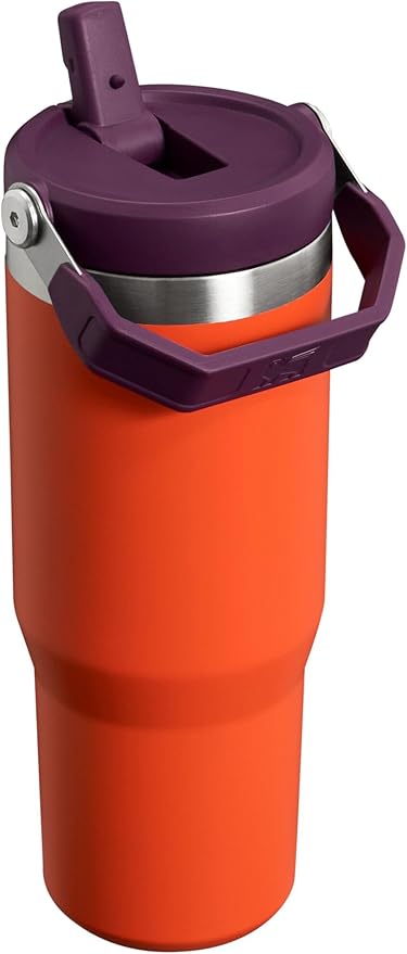 Stanley IceFlow Flip Straw Tumbler with Handle 30 oz | Twist On Lid and Flip Up Straw | Leak Resistant Water Bottle | Insulated Stainless Steel |BPA-Free | Tigerlily Plum