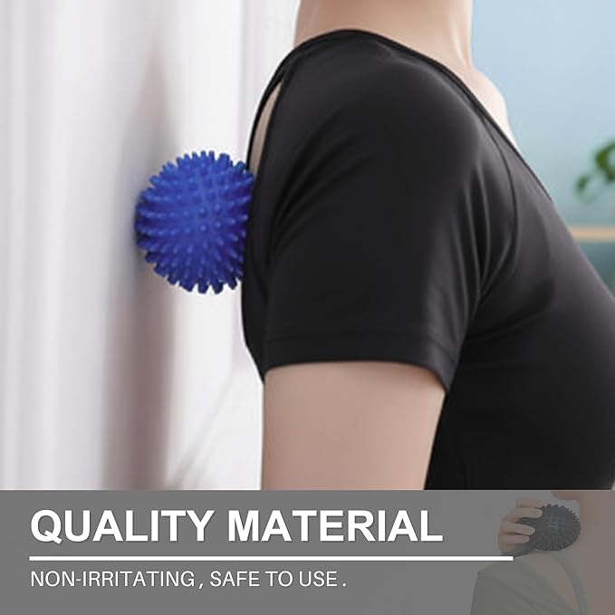 LEZER Spiky Massage Ball, Trigger Massage Point, Plantar Fasciitis, Deep Tissue Myofascial Release Tool, Foot Massager, Muscle Knot Relief, Physical Therapy, 3 in（Blue）